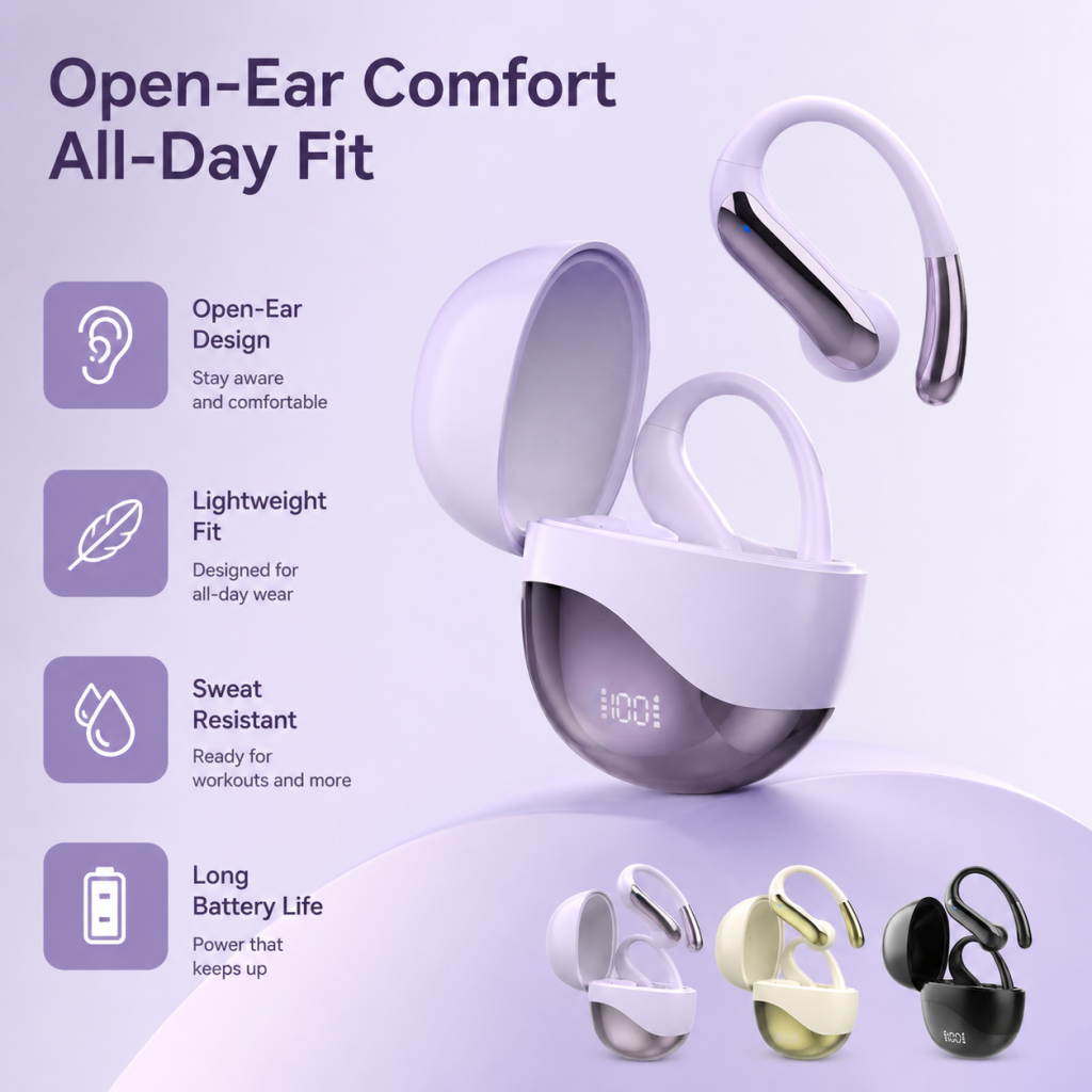 K200 Fones De Ouvido Abertos Conforto Commute Earsets Sem Fio Bluetooth Isolamento De Ruído Bloco De Metrô Tráfego Relax