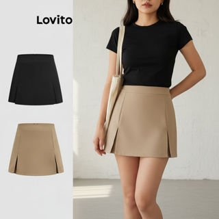 Lovito Shorts Femininos Lisos com Fenda Casual LNE20146 (Multicolorido) em Oferta na Shopee