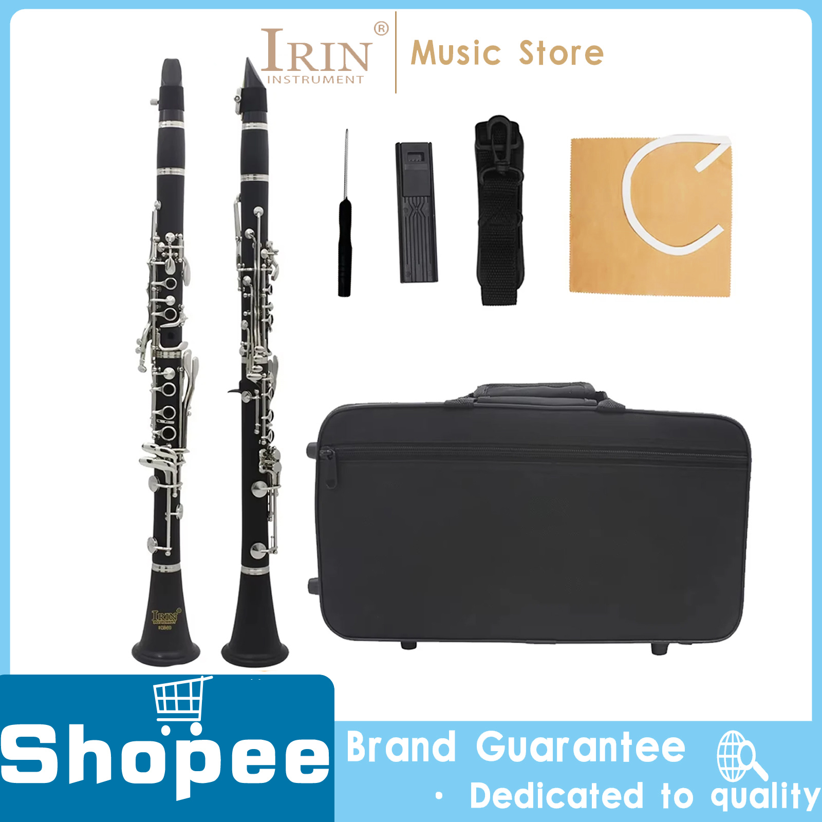 IRIN Bb Clarinete 17 Teclas 6 Anéis Baquelite , Instrumento Musical De Sopro Profissional Com Bolsa De Acessórios , Vend