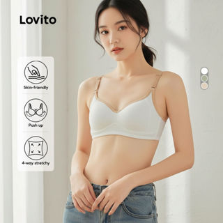 Lovito Sutiã Push Up Sem Costura Respirável E Confortável Para a Pele Com Patchwork E Contraste Para Mulheres LNL43140 em Oferta na Shopee