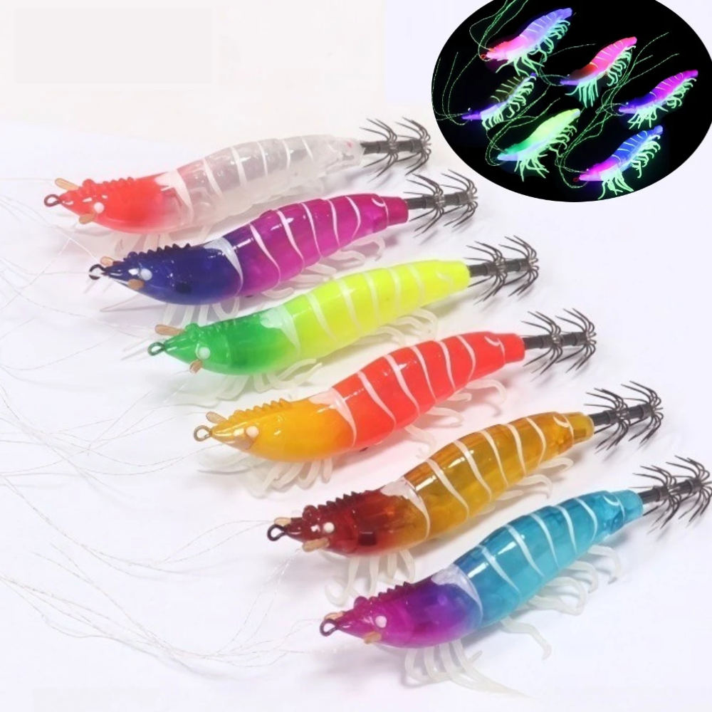 1pc Anzol de Lula Brilhante Isca Anzol de Água Salgada Camarão Isca de Pesca Peixe-espada Acessórios de Pesca Lula