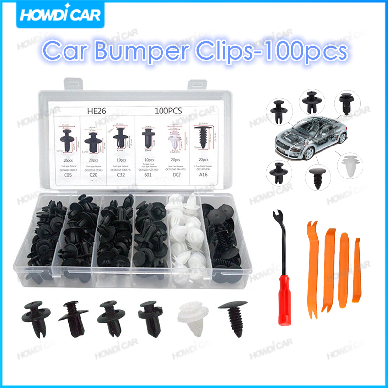 100 Pçs Clipes De Fixação Automática Mistos Corpo Do Carro Push Retentor Pinos Rebite Pára-Choques Porta Guarnição Paine