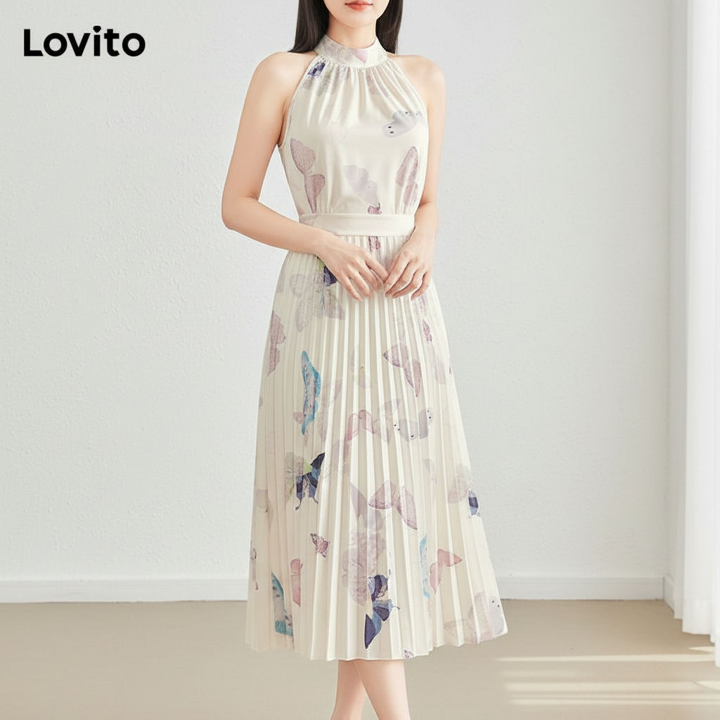 Lovito Vestido Floral Plissado Sofisticado Feminino Para Verão L121MDD155 em Oferta na Shopee