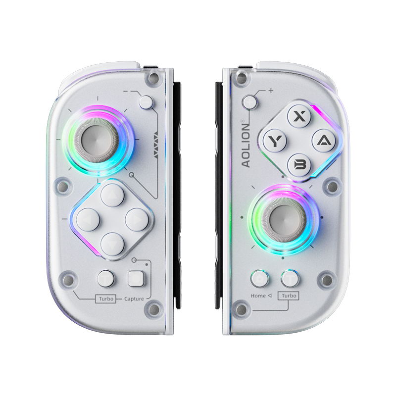 Aolion RGB J20 Joycon para Nintendo Switch, manípulo sem fio esquerdo e direito, joystick de movimento Hall com detecção