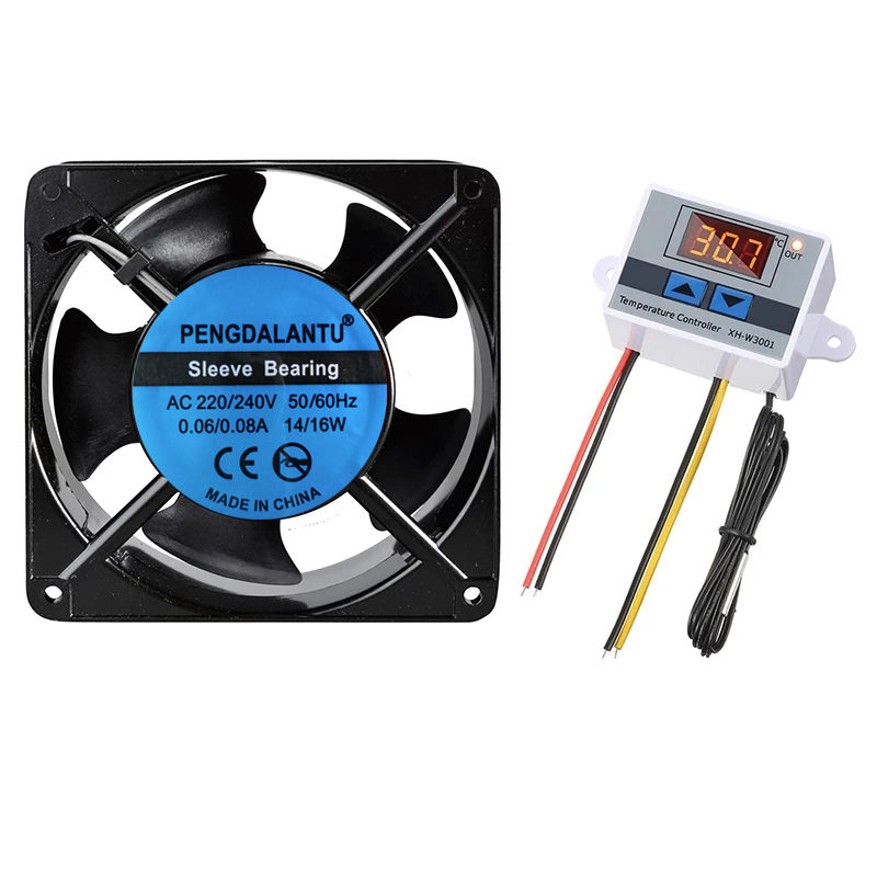 Um Conjunto De Kit De Peças De Circuito Elétrico , Controlador De Temperatura Digital XH-W3001 220V Com Termostato E Ven