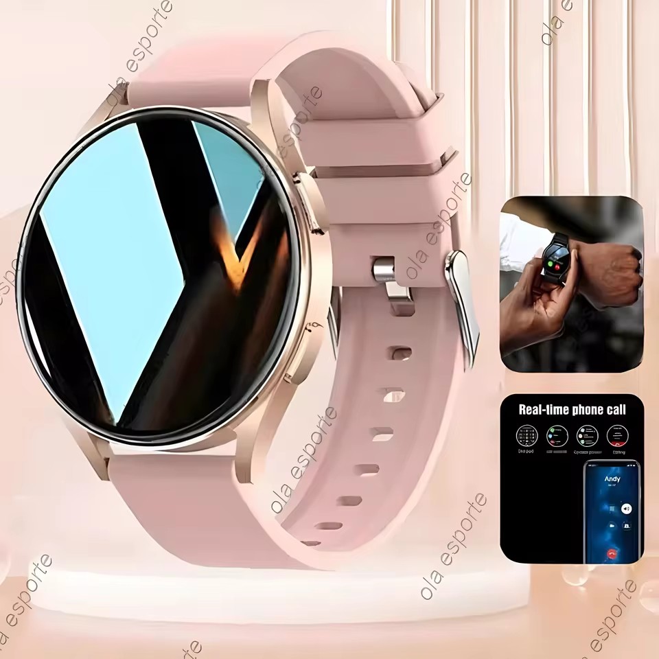 Relógio Inteligente Feminino Bluetooth com Chamada, Monitoramento de Pressão Arterial e Batimentos Cardíacos, à Prova