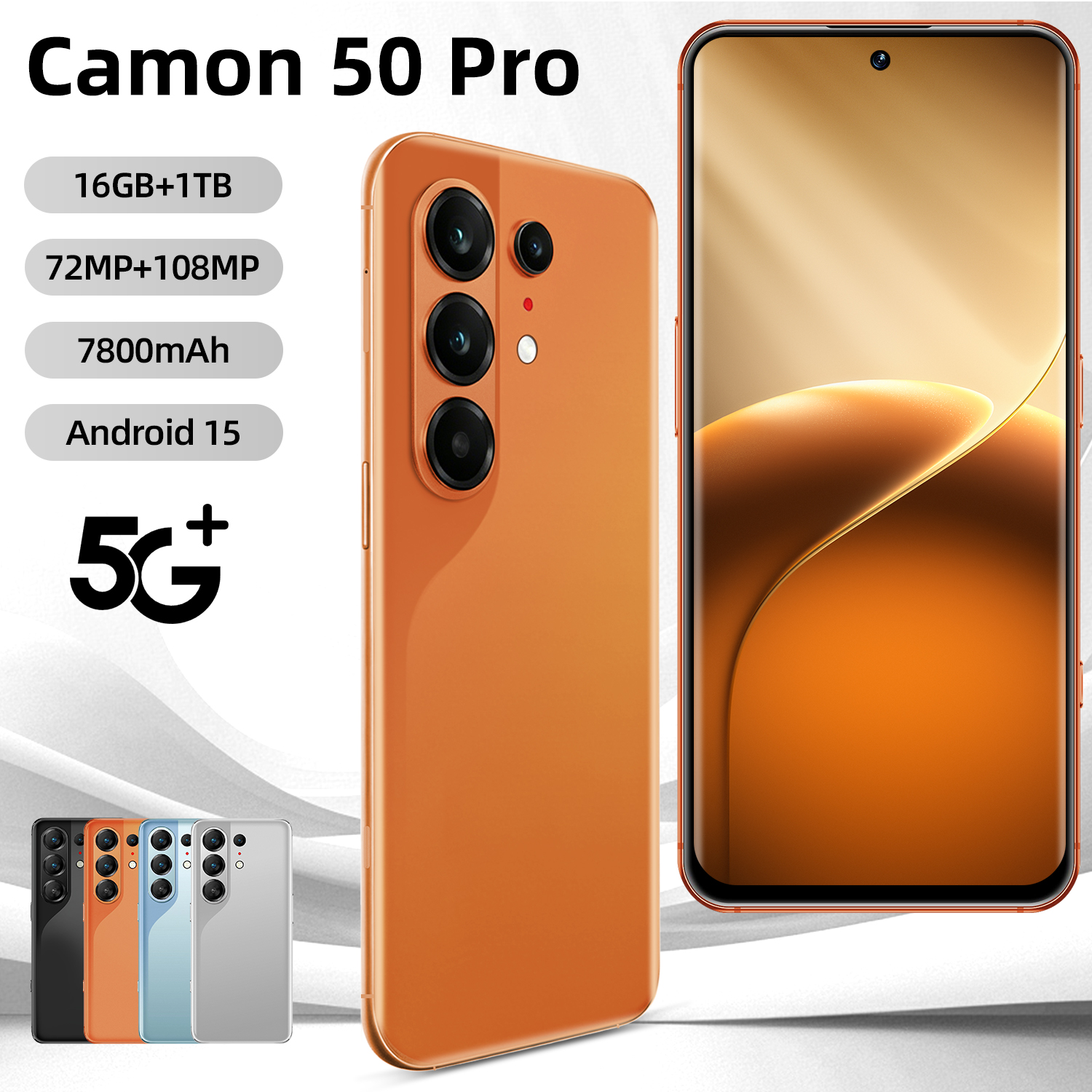 Smartphone Camon 50 Pro 5G, tela microcurvada de 7,3 polegadas, dual SIM, Android, desbloqueado