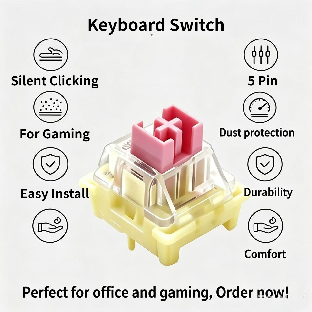 Interruptores de Teclado para 3D Toy 50 unidades/100 unidades Rosa, Teclado Mecânico DIY, Troca a quente, Haste em cruz,