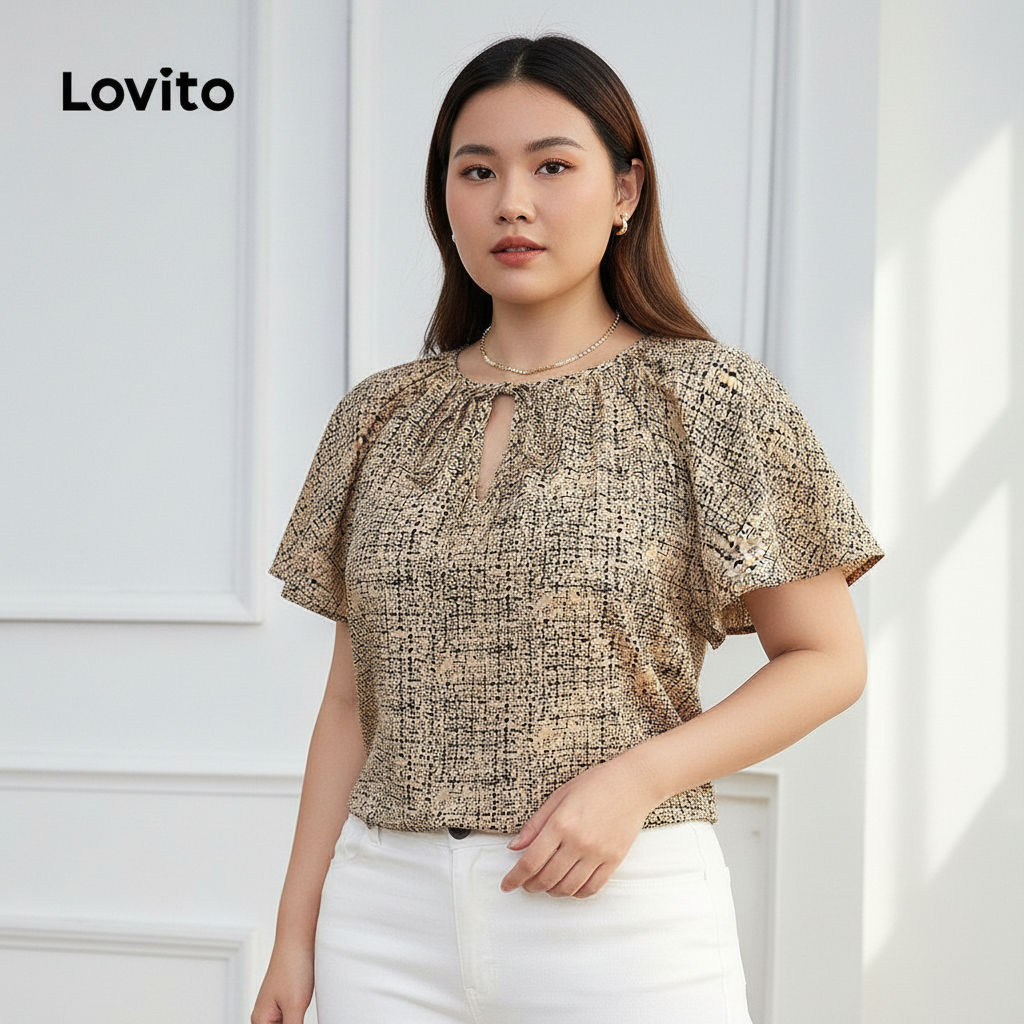 Blusa Feminina Plus Size Estilo Boho Com Babados E Renda LBL15474