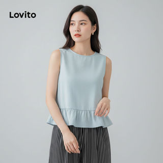 Lovito Regata Feminina Casual Plissada Lisa L99ED451 em Oferta na Shopee