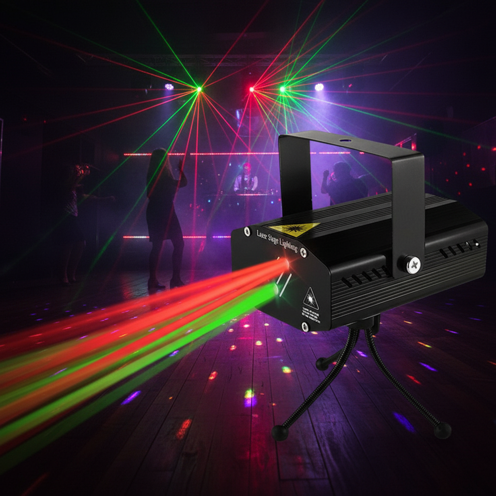 Mini Party Light: Projetor a laser com strobe DJ Disco, 32 padrões, fonte de alimentação RGB, ideal para casamentos,