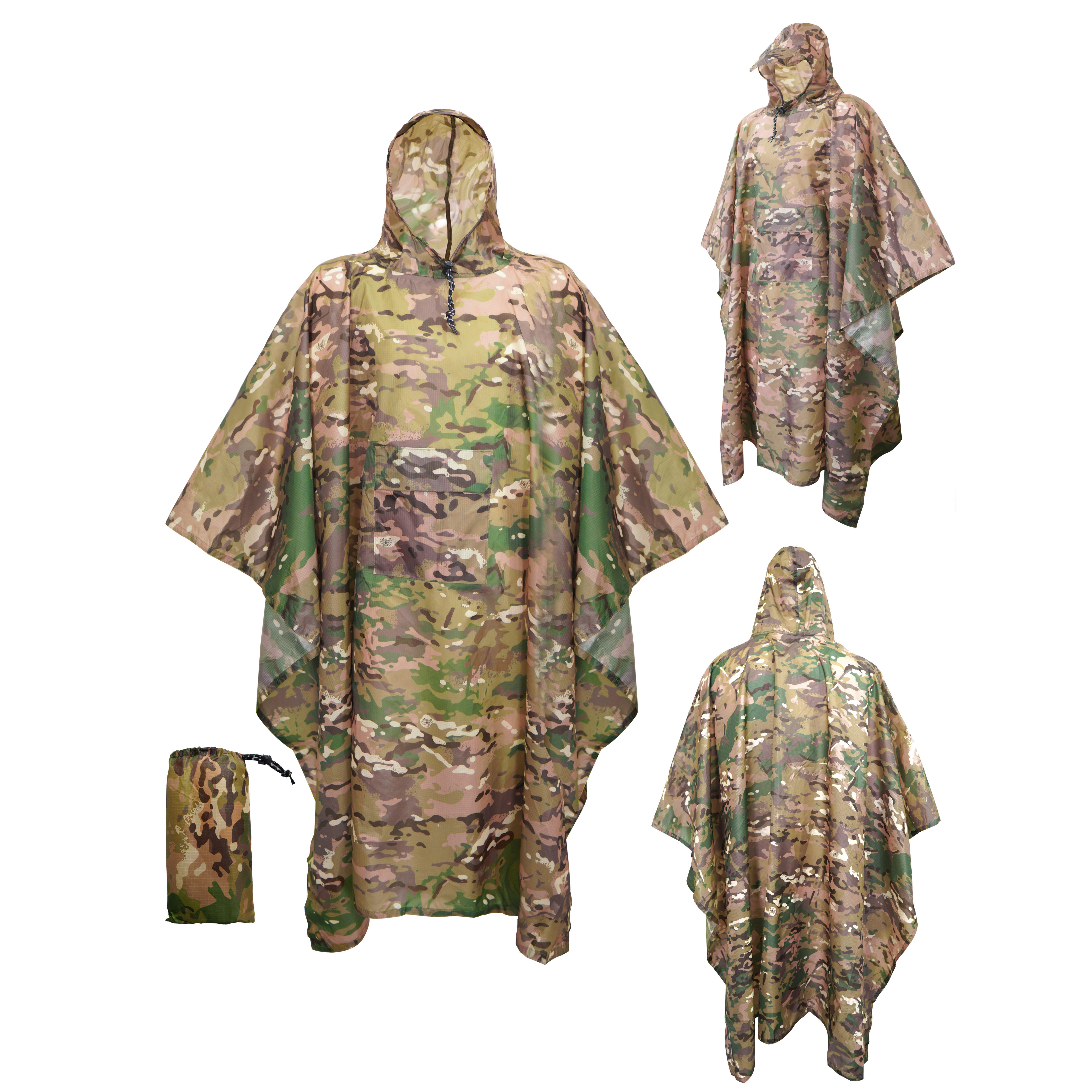 Capa De Chuva De Tamanho Único , Corta-Vento Estilo Com Bolsos , À Prova De D'água E . Peça Única Portátil Multifunciona