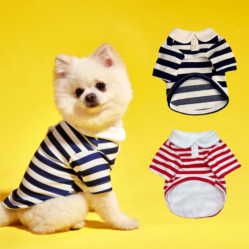 Colete Refrigerando Da Listra Do Algodão Camisa Polo Cão Para O Pequeno Médio Bichon Chihuahua