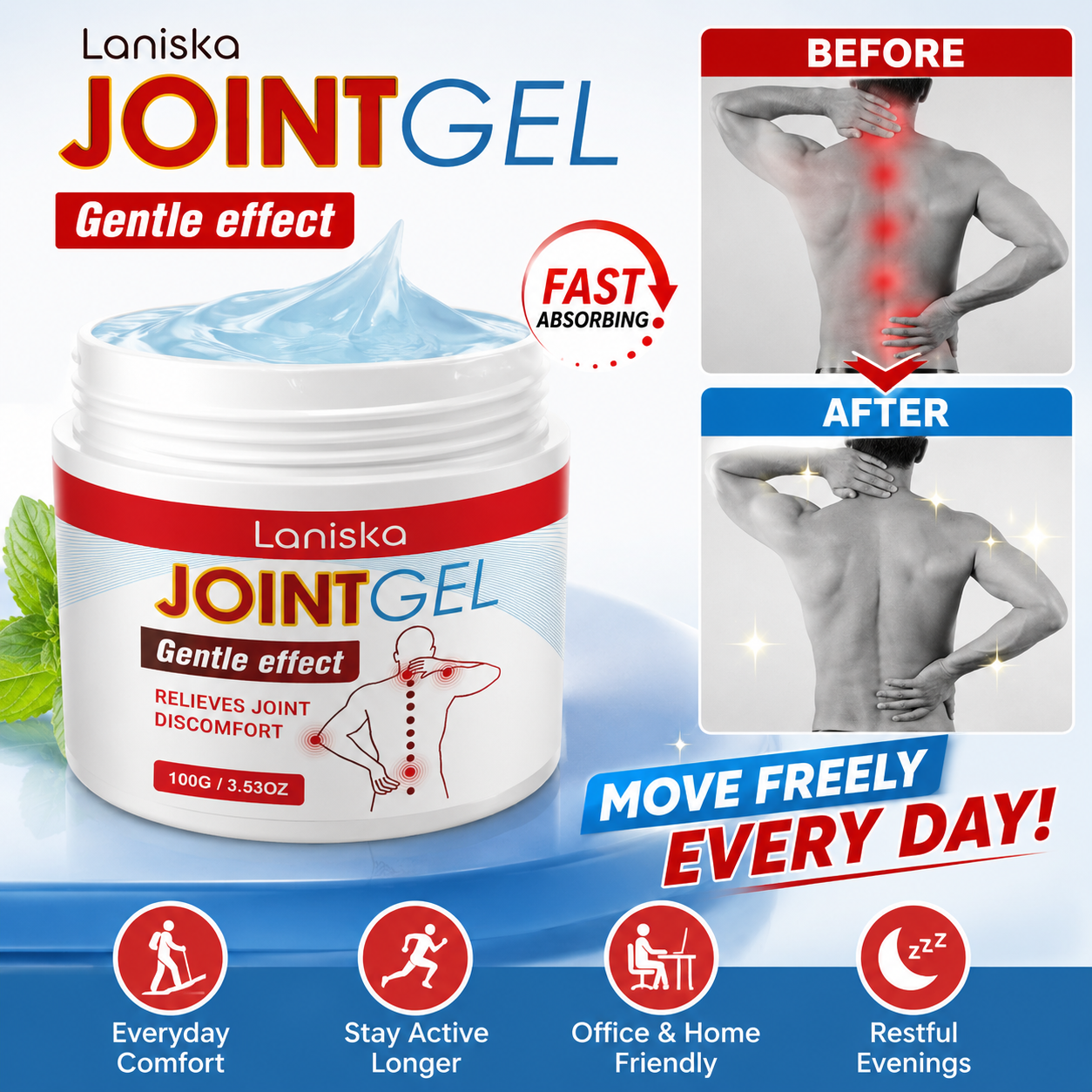 Gel Para Cuidados Com As Articulações Extrato De Arnica 100g (1 Unidade/2 Unidades/3) Fórmula De Cânfora Absorção Rápida