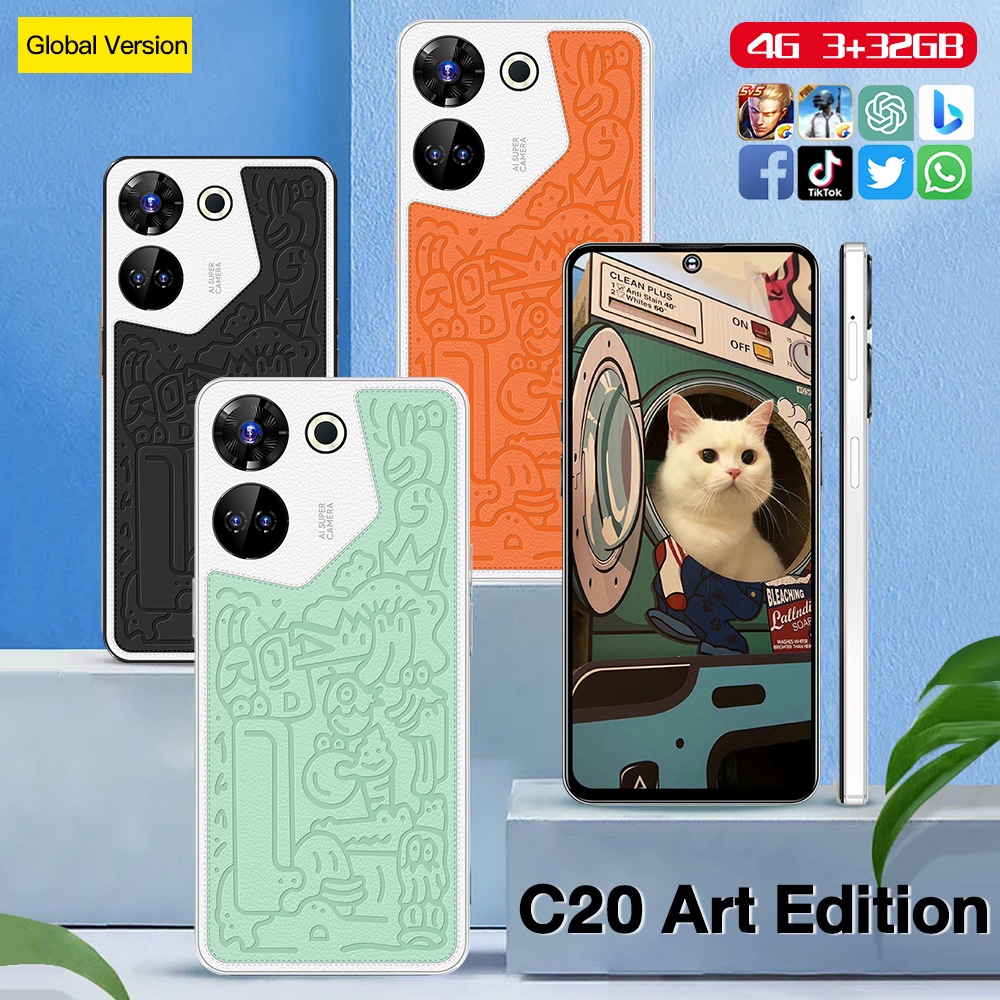 Smartphone C20 Art Edition 4G-32 Gb De ROM , Tela HD De 6.53 Polegadas , Android , Parte Traseira Texturizada Artística