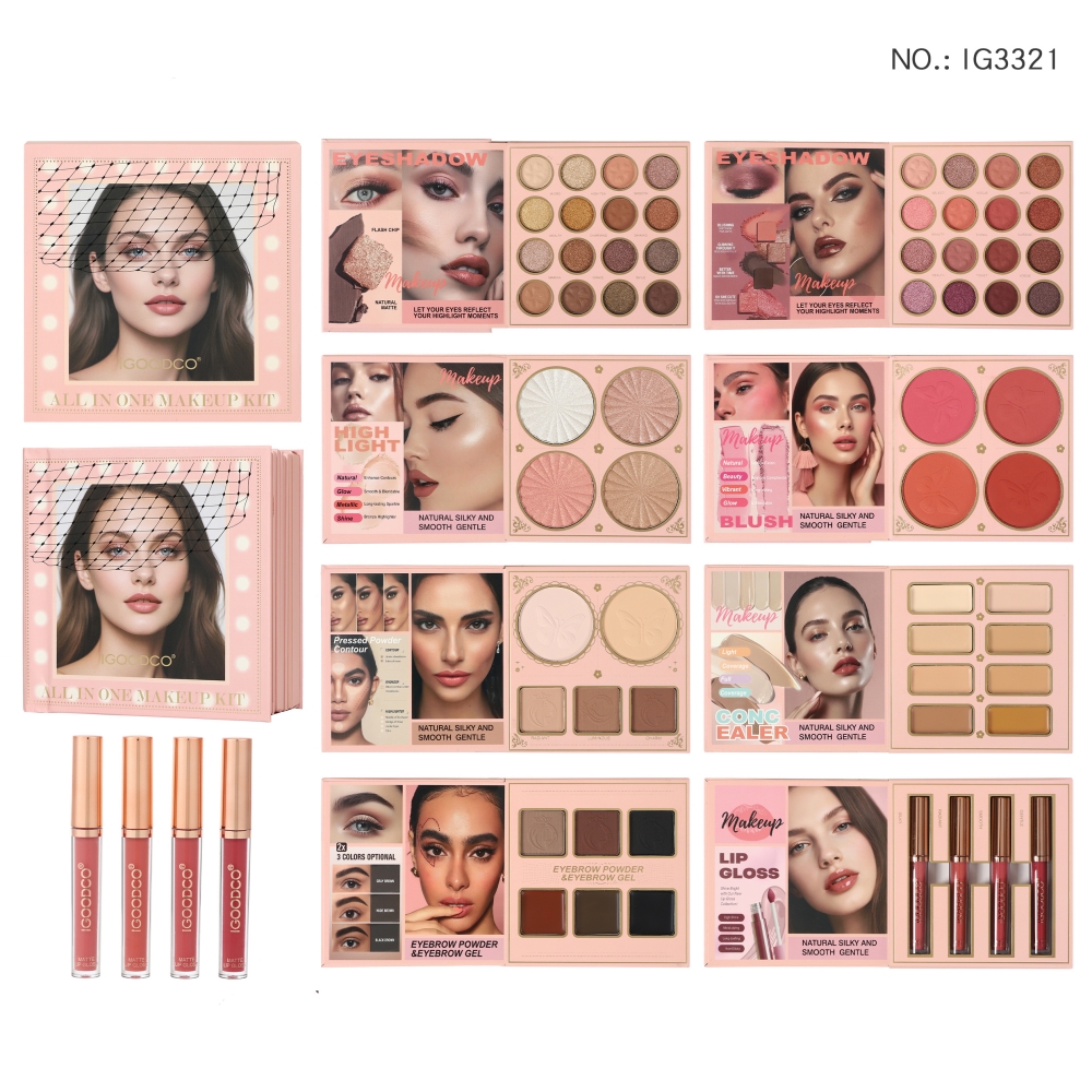 69 Cores – Paleta de Maquiagem 8 Páginas – 63 Tons para Olhos, Contorno, Brilho Labial, Corretivo, Sobrancelha,