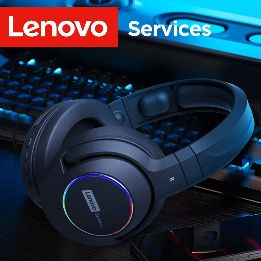 Fone de ouvido gamer sem fio Lenovo 2.4G, fones RGB com 3 modos, microfone ENC, latência baixa e bateria de 42h para