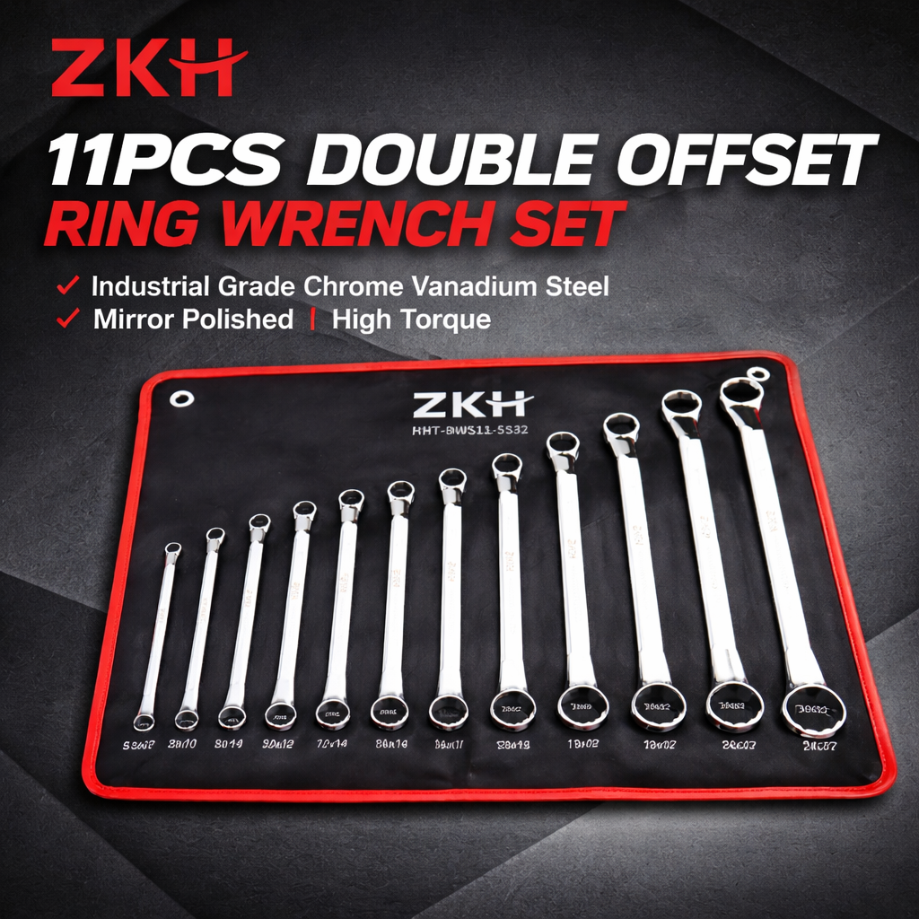 Um Conjunto ZKH 11 Peças De Chave De Caixa Estendida Polida Métrica , HHT-BWS11-5532 5.5x7-30x32mm Para Inspeção Mecânic