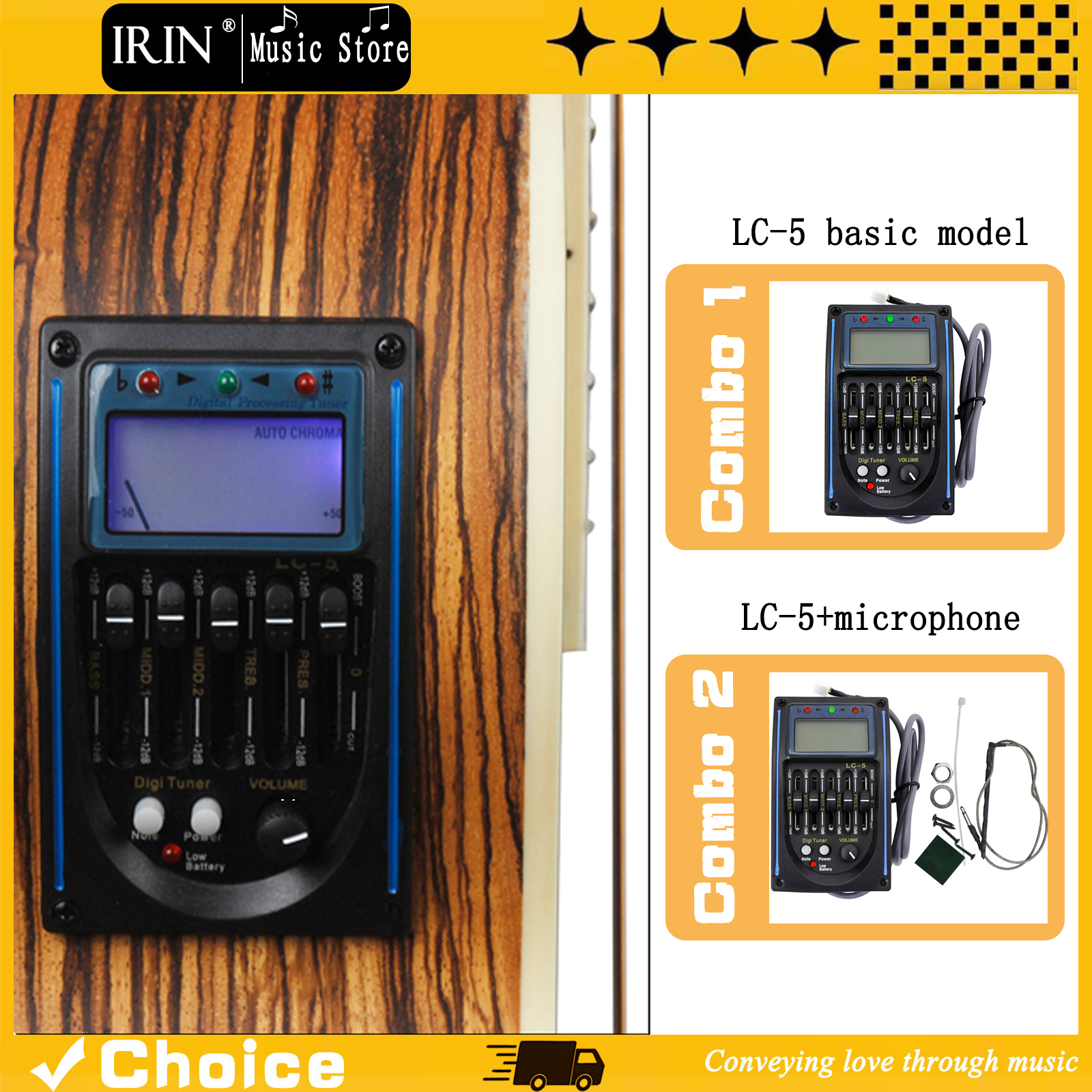 Captador de guitarra pré-amplificador clássico EQ equalizador acústico 5 bandas