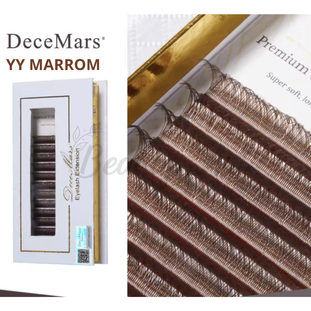 Extensões de Cílios em Y DeceMars, Cílios Marrons YY, Naturais, Densos, Macios e sem Queda