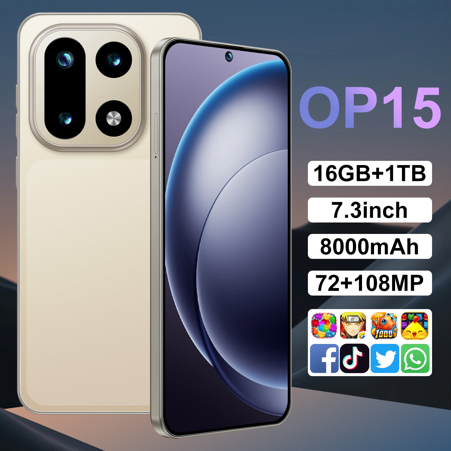 2026 Último Smartphone de Tela Grande HD, Celular Dual Chip com Reconhecimento Facial, Android 5G