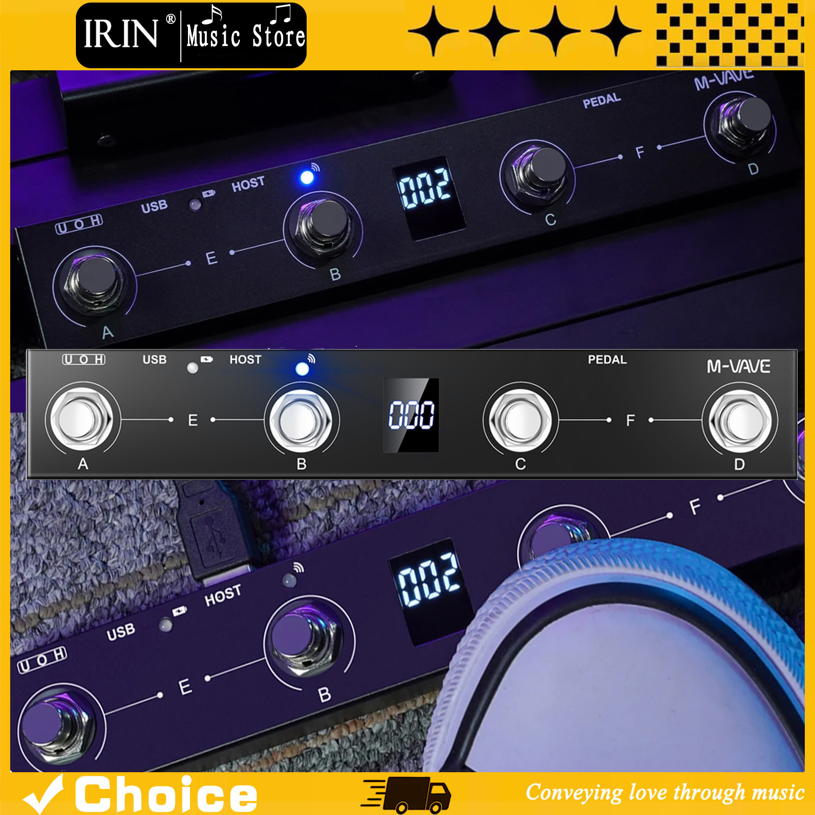 M-VAVE Chocolate Plus Teclado controlador MIDI sem fio com 4 botões de pedal, suporta função de controle de interface