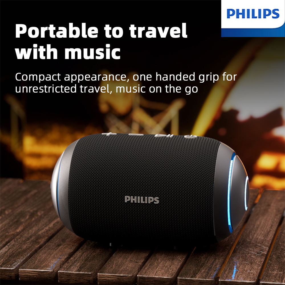 Philips TAS3209 Mini Alto-Falante Bluetooth Philips com Graves, IPX7 à Prova d'Água, TWS, Sem Fio, Para PC, Desktop,