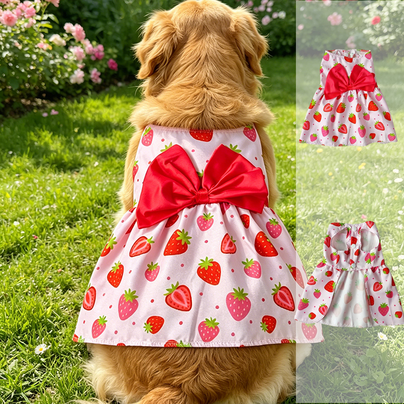 Vestido de princesa para cachorro verão saia de estimação estampa fofa laço impresso vestido de renda para cães de