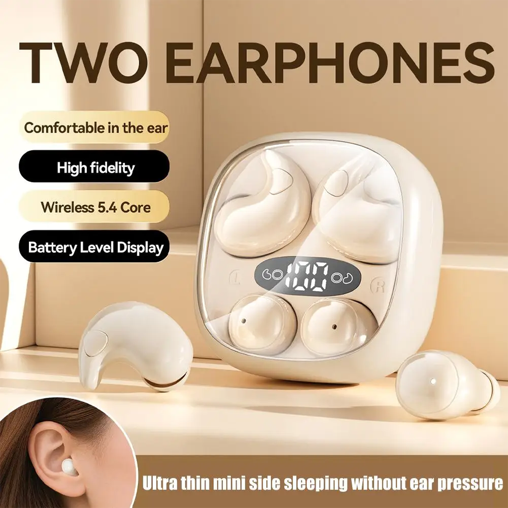 Fones de ouvido 2 em 1: Fones de ouvido sem fio Bluetooth, bateria de longa duração, ultra mini, leves, resistentes à