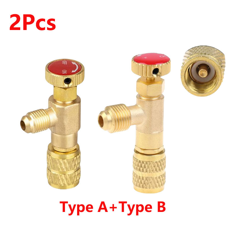 2 peças de válvula de carga de refrigerante, adaptador de segurança R12 R410, válvula de controle de fluxo de esfera