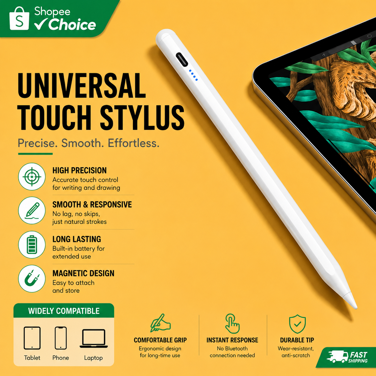 2026 Caneta Stylus Universal Touch Screen Lápis De Desenho Inteligente Capacitiva Ativa Para Android iOS Windows Tablets