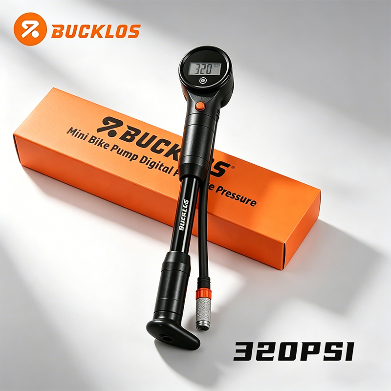 BUCKLOS Bomba de Ar de Bicicleta Portátil 320 PSI com Manômetro, Mini Inflador MTB, Bomba de Ar para Bicicleta de