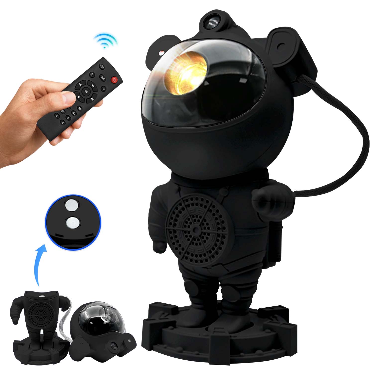 Projetor de Lâmpada de Galáxia de Astronauta Espacial, Máquina de Som Branca Integrada, Caixa de Som Bluetooth, Luz de