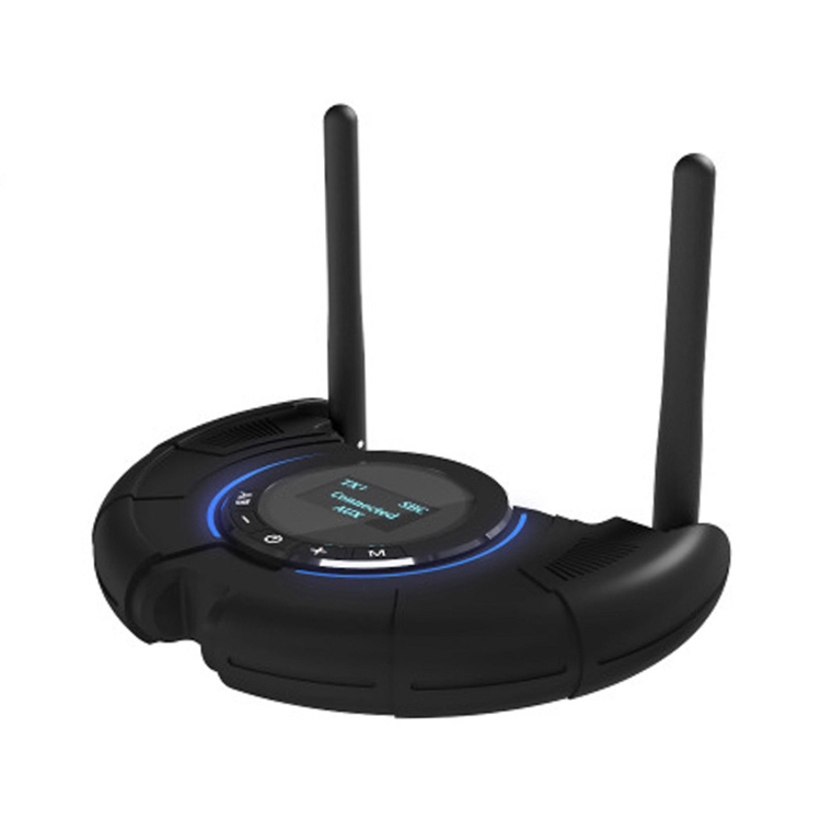 Receptor/Transmissor de Áudio Bluetooth 5.0 em Fibra Óptica TX800 com Duplas Antenas e Visor OLED