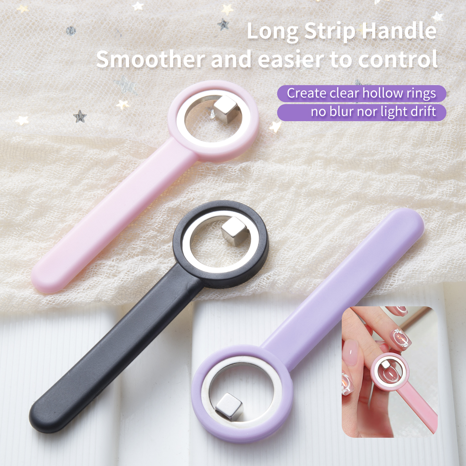 1 unidade de anel magnético para unhas olho de gato roxo, ferramenta magnética para esmalte em gel olho de gato,