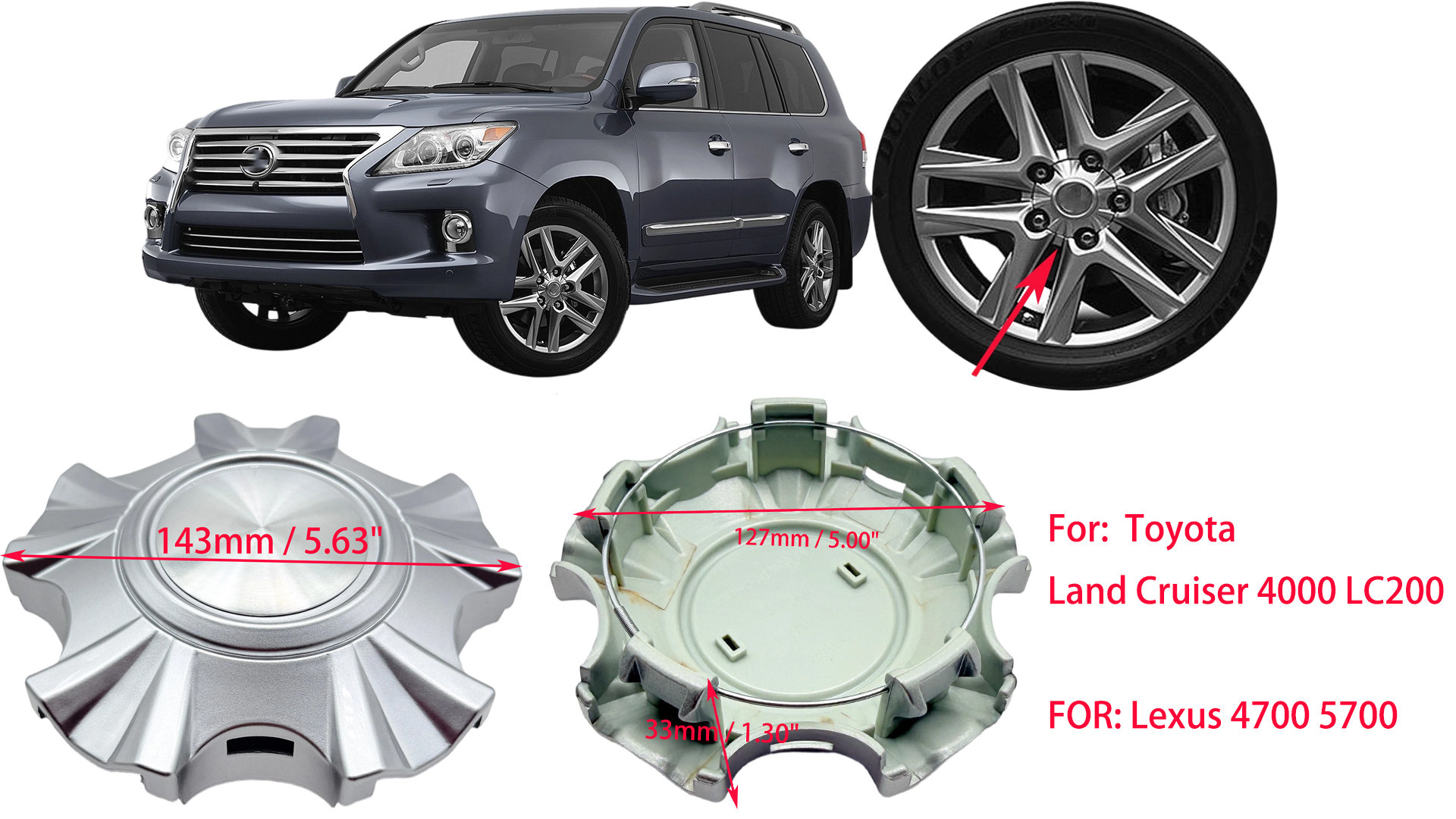 Tampa de cubo de roda para Toyota Land Cruiser 4000 LC200/para Lexus 4700 5700 4260B-60230 1 unidade
