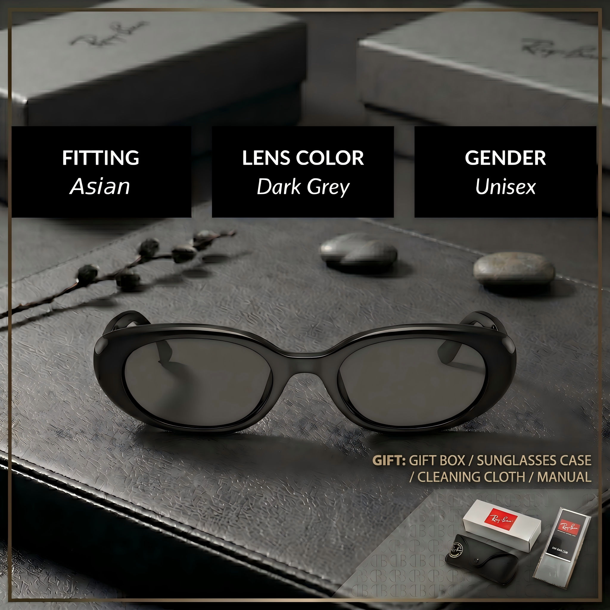 Ray-Ban Gift Box Edição Exclusiva Óculos De Sol RayBan RB4441D 53mm Armação Quadrada Polarizada Proteção UV Unissex
