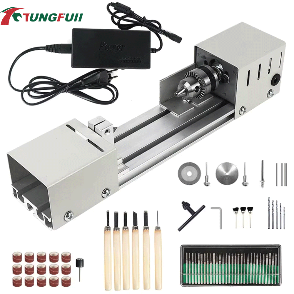 Torno de Madeira Mini 12-24V DC DIY, Polidor Rotativo para Contas, Ferramenta para Artesanato Doméstico, Escultura e