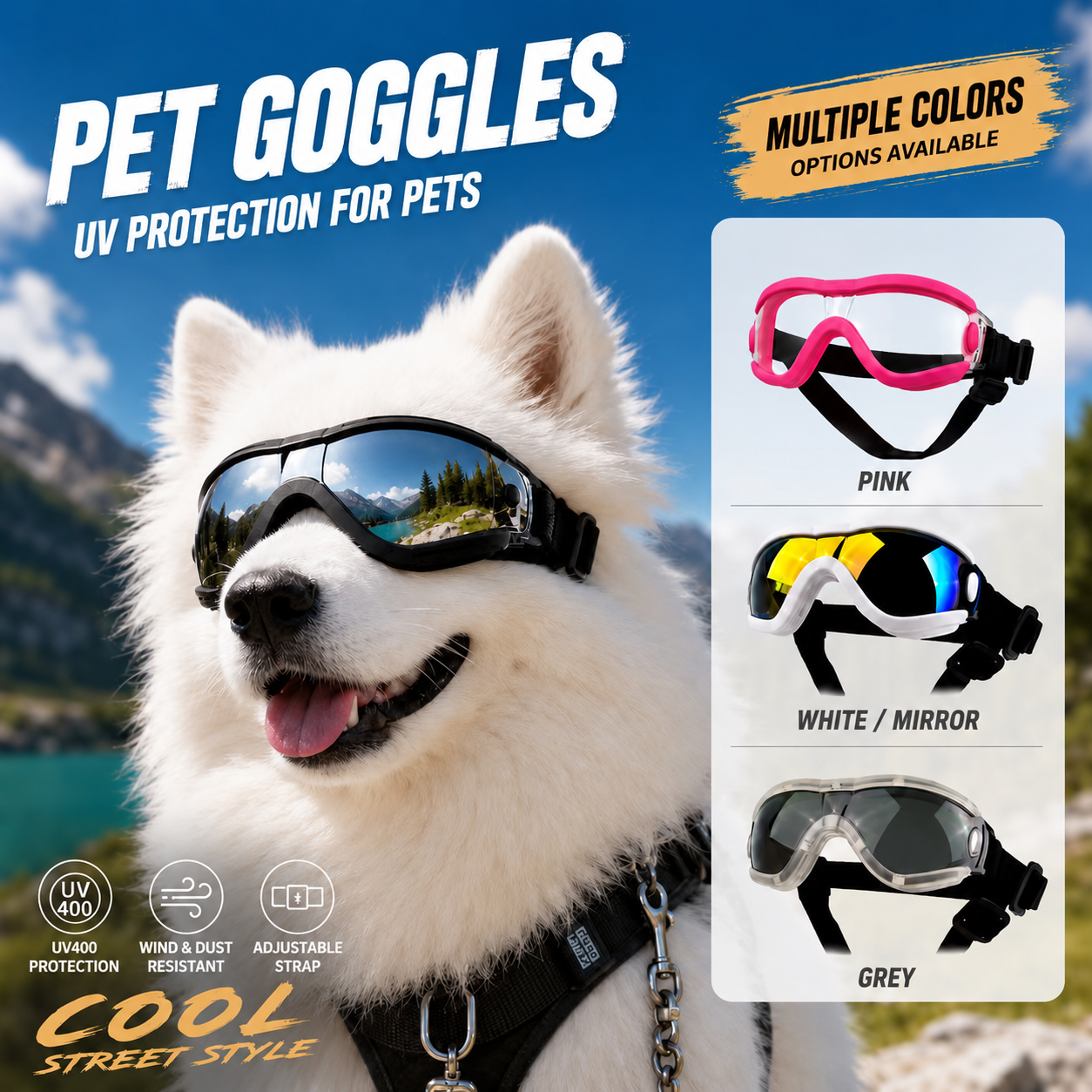 Óculos De Sol Para Cães De Estimação Uv400 À Prova De Vento Pequenos Teddy Bichon Corgi Equitação E Fotografia Ao Ar Liv