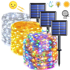 Luzes Solares De Corda De Fadas-Lâmpada LED À Prova D'água IP67 Para Jardim De Festa-Função De Memória De 8 Modos-Fio De