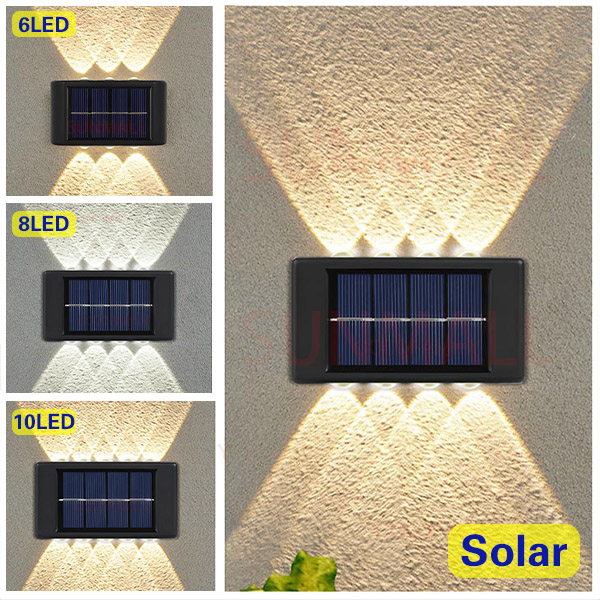 4pcs Solar Para Cima Baixo LED Luz De Parede Ao Ar Livre IP65 À Prova D'água Jardim Pátio Cerca Decoração De Porta