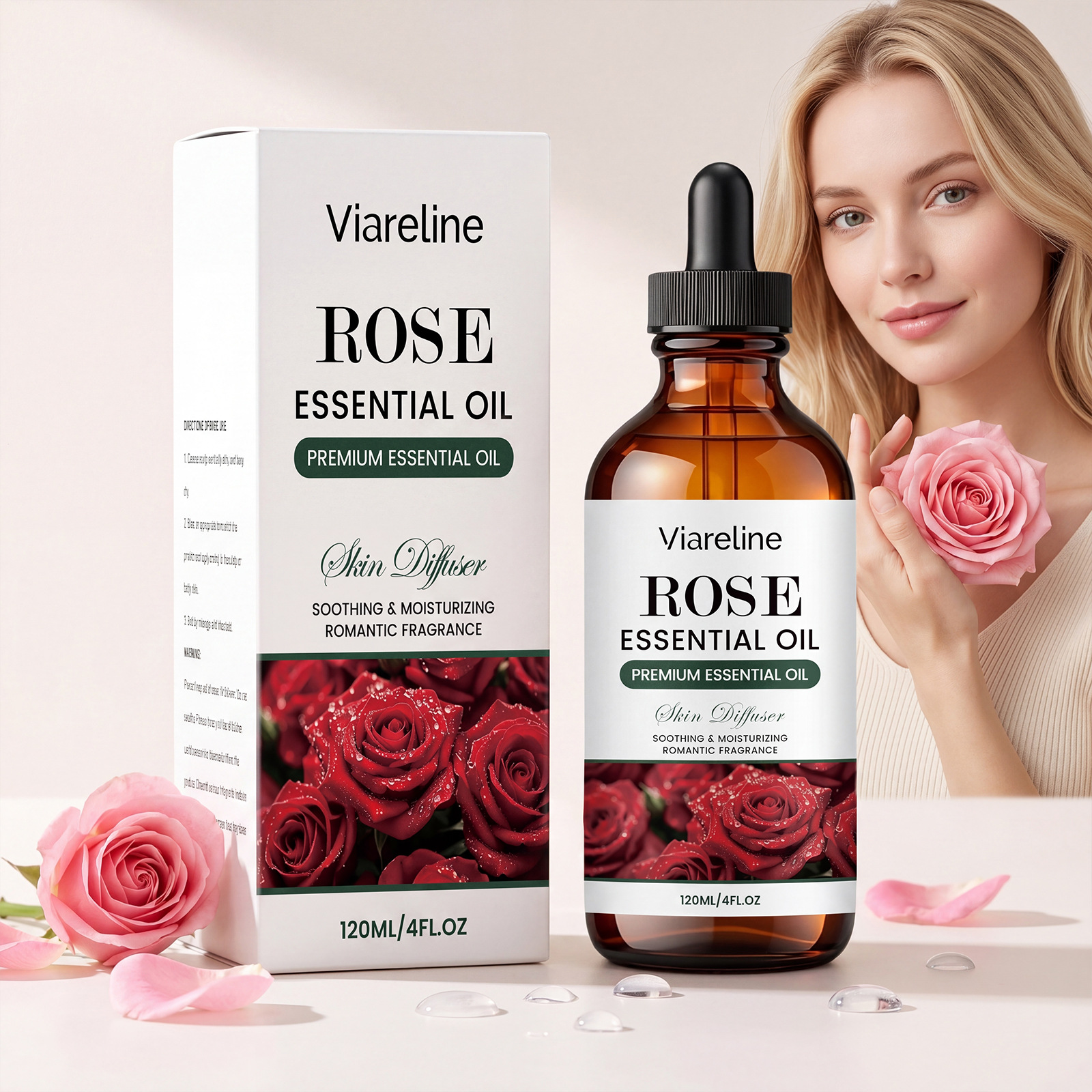 Óleo Hidratante com Perfume de Rosa 120 ml – Essência Corporal Hidratante, Brilho Suave, Cuidado Floral