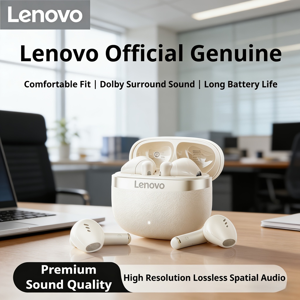 Fones de ouvido Bluetooth 5.4 TWS Lenovo Premium Edition com cancelamento de ruído ENC e som surround IMAX