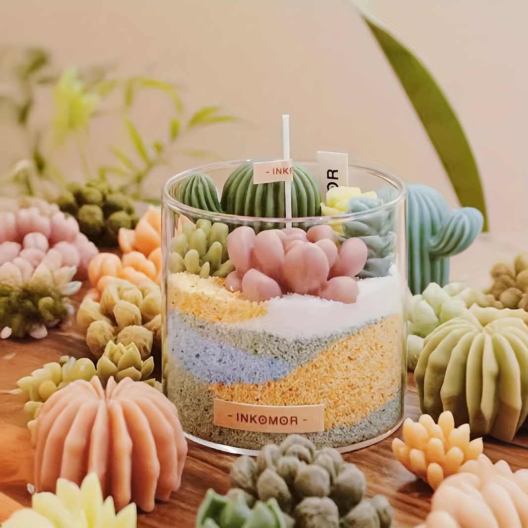 15 peças Molde de Vela para Plantas Suculentas de Silicone, Molde de Resina de Cacto 3D, para Fazer Velas Aromáticas