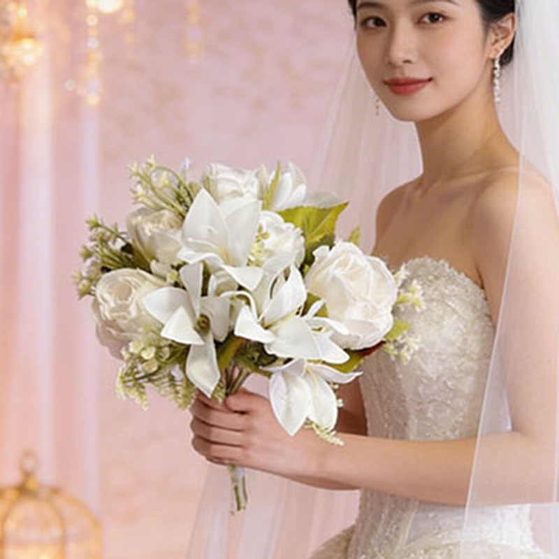 Bouquet de noiva, buquê artificial, buquê de casamento, plantas falsas buquê realista, buquê de rosas, noiva & rosas.