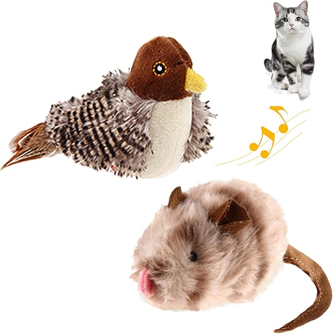 Brinquedo de Pássaro Elétrico Interativo com Penas Realistas, Sons de Batida de Asas e Brinquedo de Pelúcia para Gatos