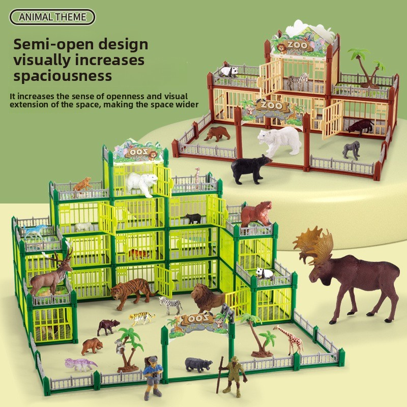 Brinquedos educativos de simulação de animais, modelo de colagem infantil para o mundo selvagem, castelo para presente