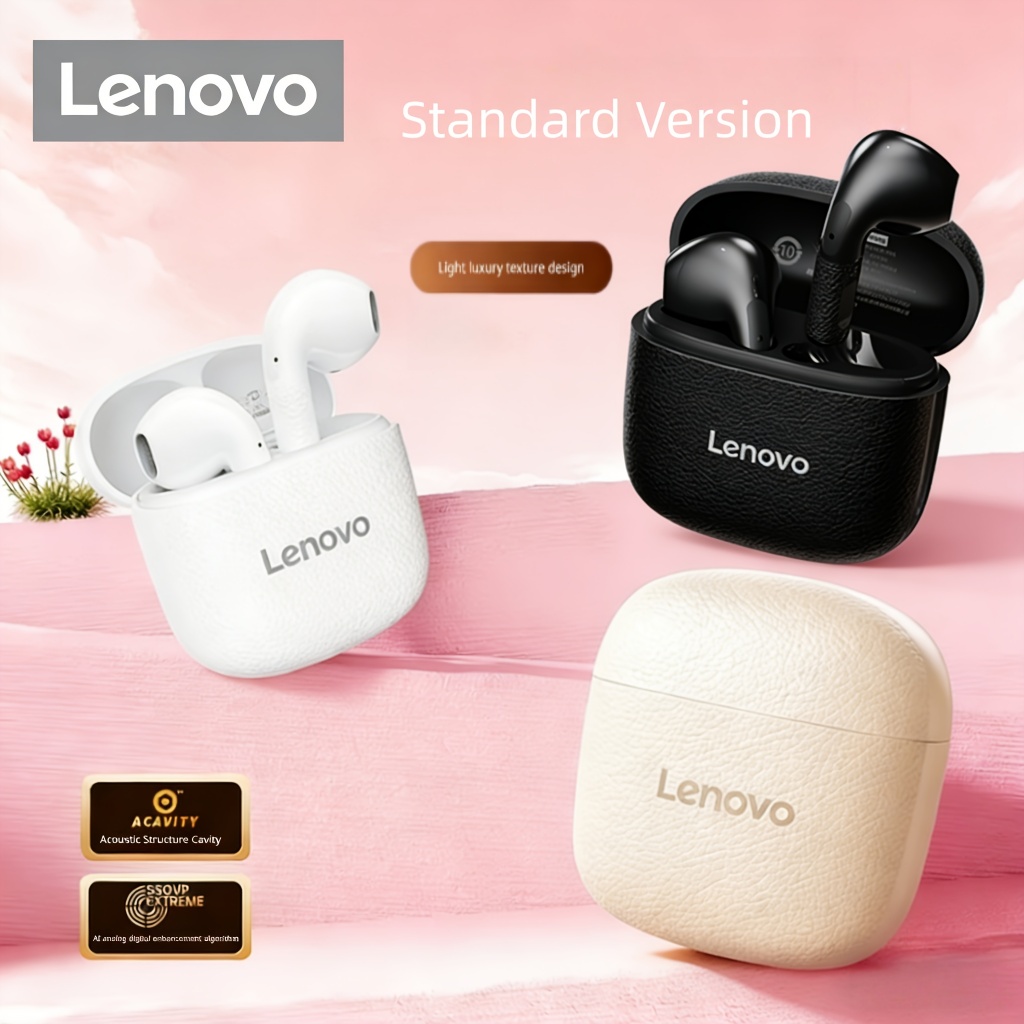 Fones de Ouvido Bluetooth Lenovo True Wireless 5.4, Meio-Auriculares, Ultra-Leves, Conforto Total, Som Surround 360°
