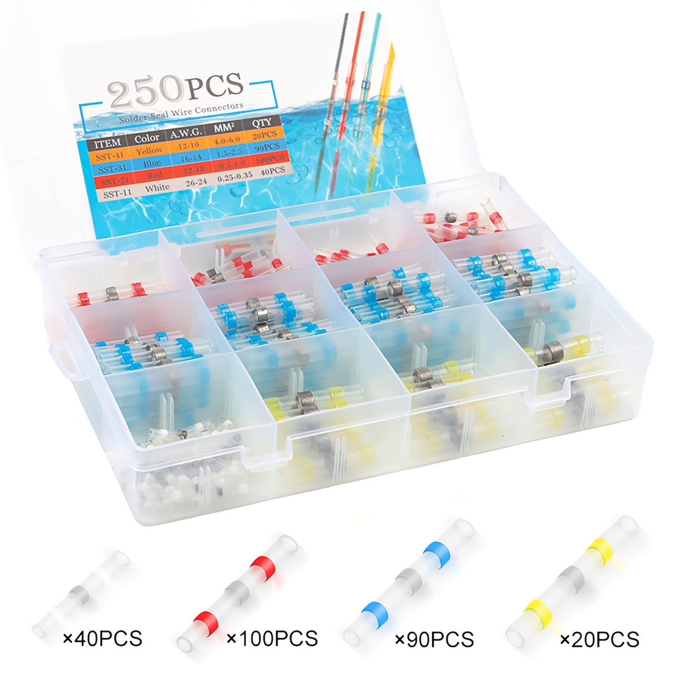 Adaptador De Montagem De Câmera 250 Unidades/Caixa Anel De Solda Termo Retrátil Conector De Encaixe Kit Terminal Para Co