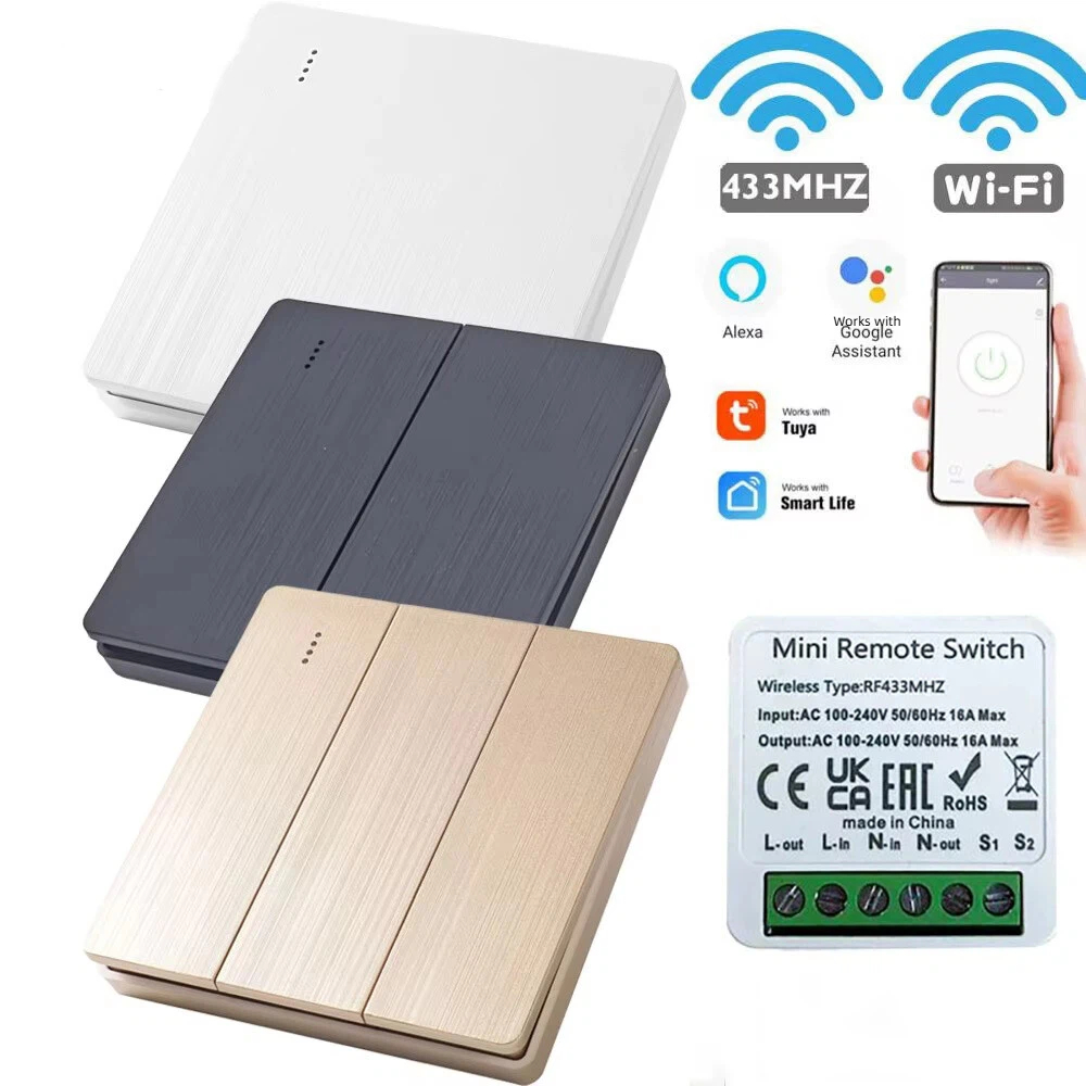 Interruptor Inteligente Sem Fio De Luz 433Mhz RF 86 De Painel De Parede Com Controle Remoto Mini Receptor De Relé Lâmpad